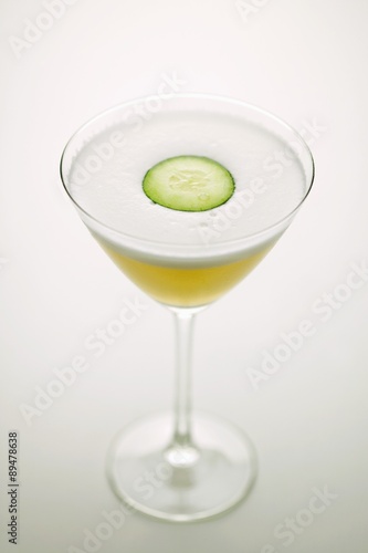 Drink with slice of cucumber