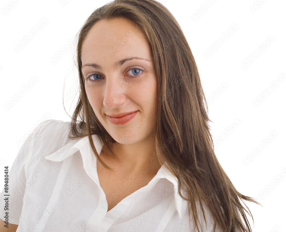 Young woman in white shirt Young woman in white shirt