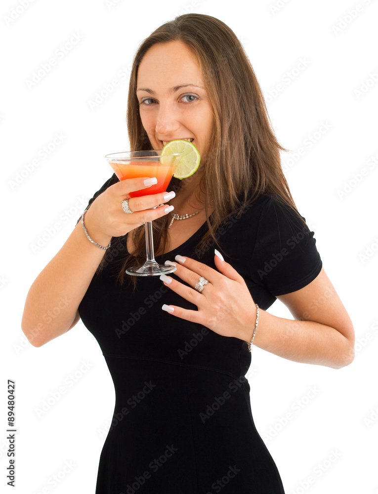 Woman with tropical drink Woman with tropical drink