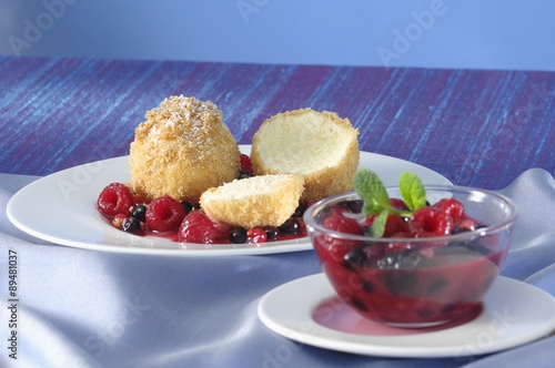 Quark dumplings with berry compote
