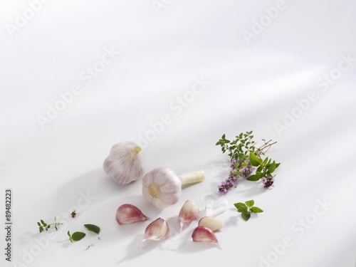 Garlic, oregano, thyme