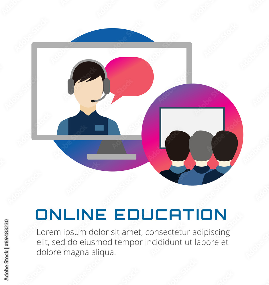 Online education vector icons. Webinar, school Online education vector icons. Webinar, school