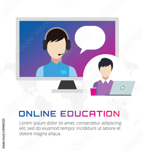 Online education vector icons. Webinar, school