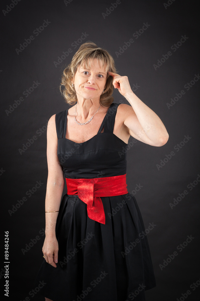 Beautiful woman doing different expressions in different sets of clothes: you are crazy Beautiful woman doing different expressions in different sets of clothes: you are crazy