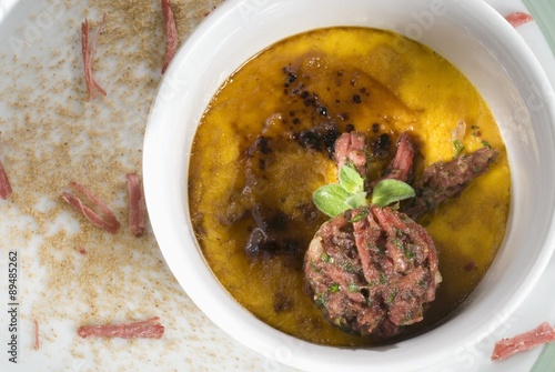 Obraz na plátně Crème brûlée with rhubarb