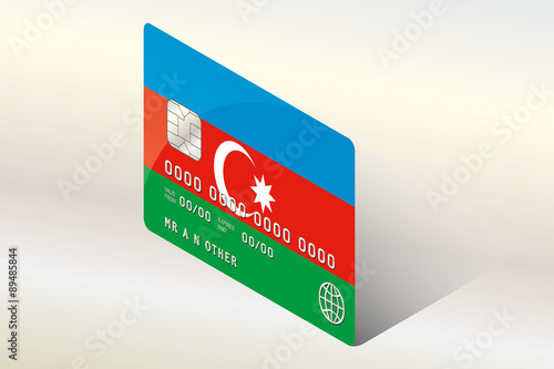 3D Isometric Flag Illustration of the country of  Azerbaijan