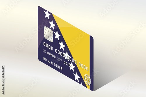 3D Isometric Flag Illustration of the country of  Bosnia