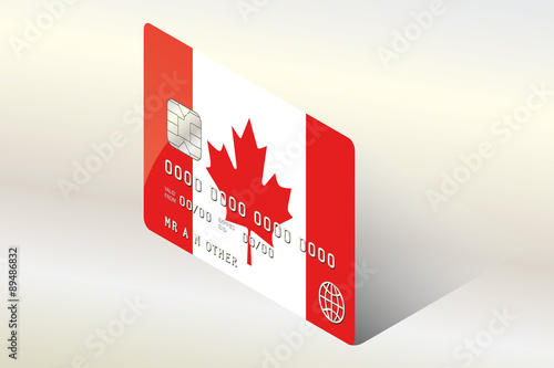 3D Isometric Flag Illustration of the country of  Canada