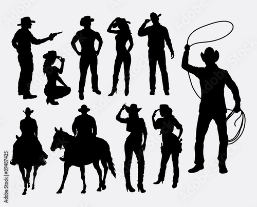 Cowboy and cowgirl silhouettes