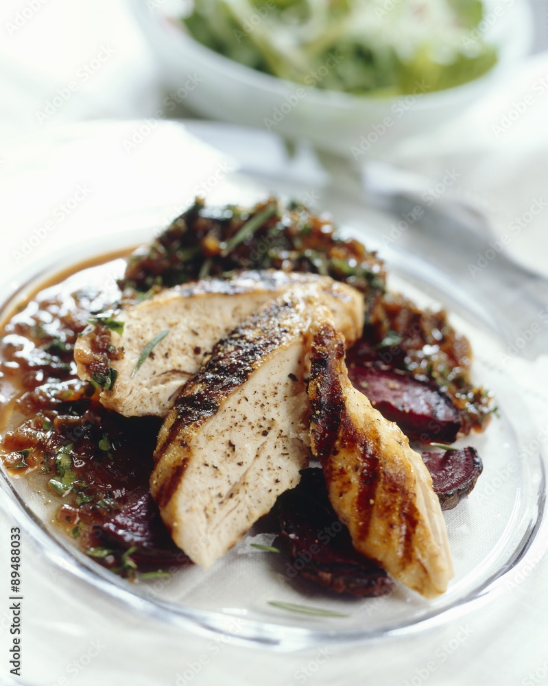 Grilled chicken breast with beetroot Grilled chicken breast with beetroot
