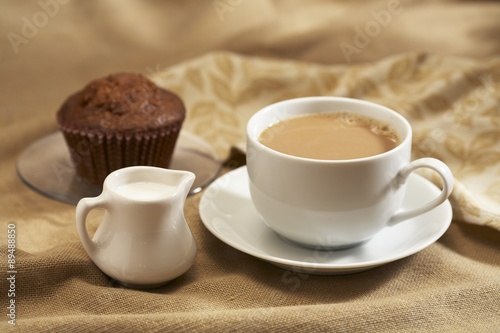 Cup of Coffee with Cream  Bran Muffin