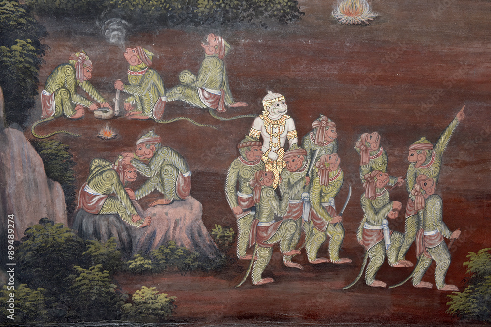 The painting on the wall, wat phra kaew. The painting on the wall, wat phra kaew.