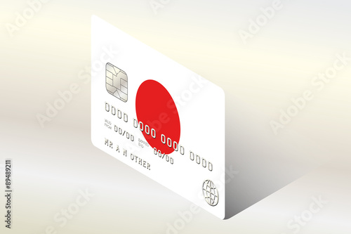 3D Isometric Flag Illustration of the country of  Japan