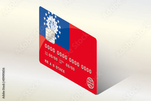 3D Isometric Flag Illustration of the country of  Myanmar