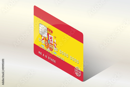 3D Isometric Flag Illustration of the country of  Spain