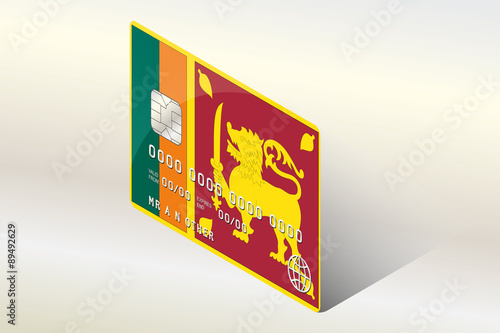 3D Isometric Flag Illustration of the country of  Sri Lanka