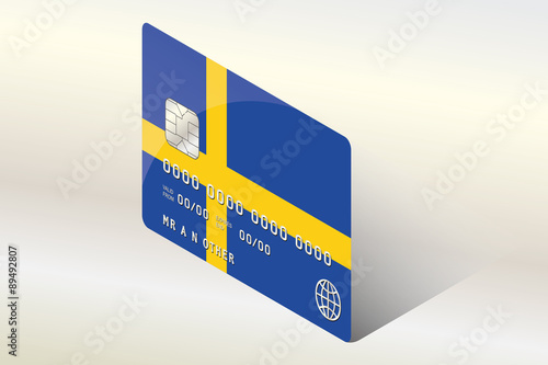 3D Isometric Flag Illustration of the country of  Sweden