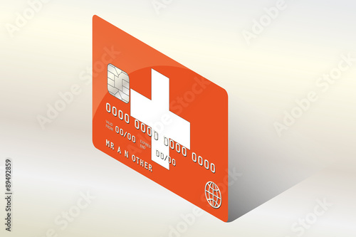3D Isometric Flag Illustration of the country of  Switzerland