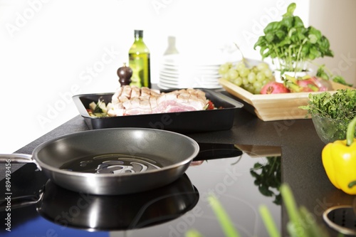 Fat being heated in a pan