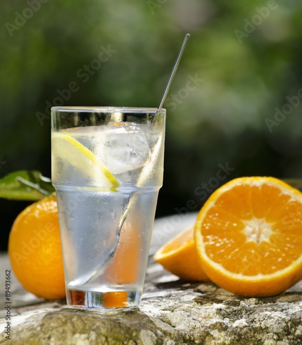 Gin and tonic with oranges