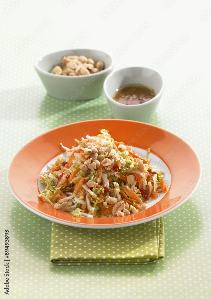 Sweet and spicy cabbage salad with peanuts and carrots Sweet and spicy cabbage salad with peanuts and carrots