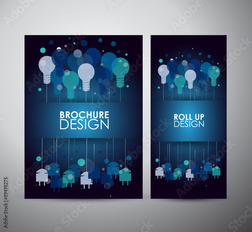 Light bulb idea art design concept. Brochure business design template or roll up. 