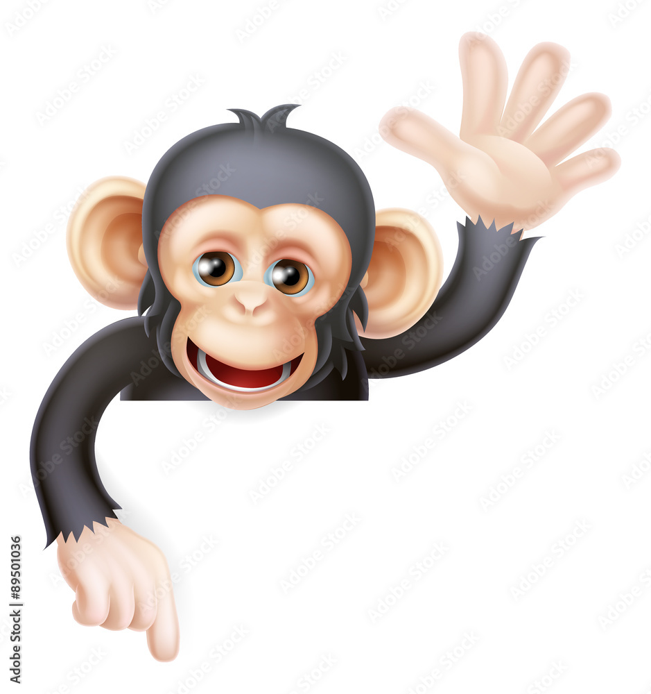 Fototapeta premium Waving Monkey Sign