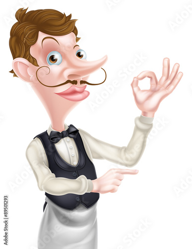 Photos Pointing Waiter Perfect Sign