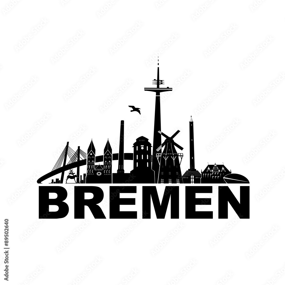Bremen Logo Skyline Scherenschnitt Vorlage Piktogramm Umriss Vektor