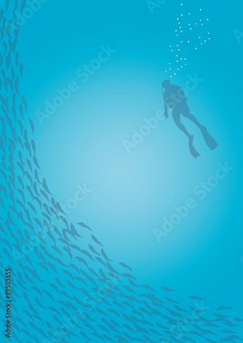 ダイバーと魚