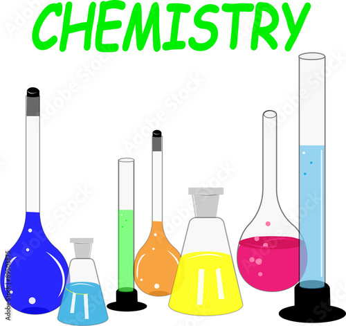 Vector test tubes and flasks to study and work in the field of chemistry
