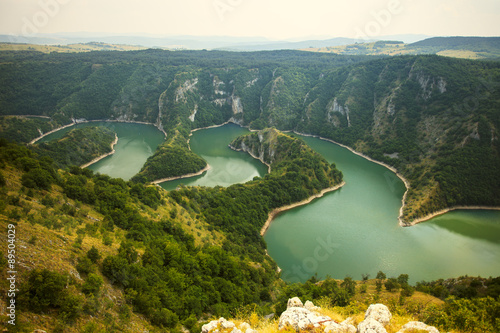 Amazing canyon with the curving river Uvac in Serbia
 photo