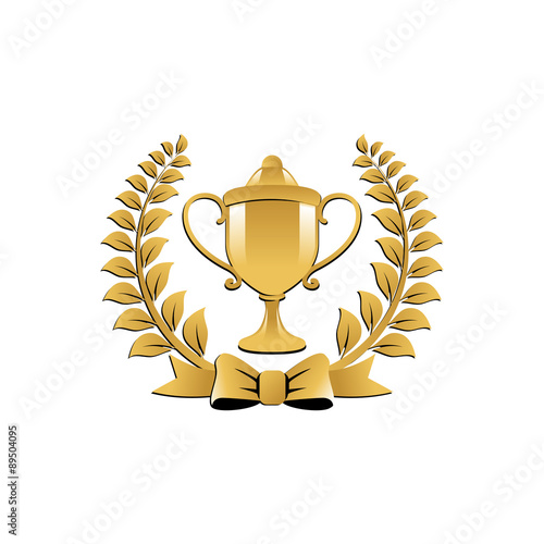 laurel wreath gold trophy cup icon logo