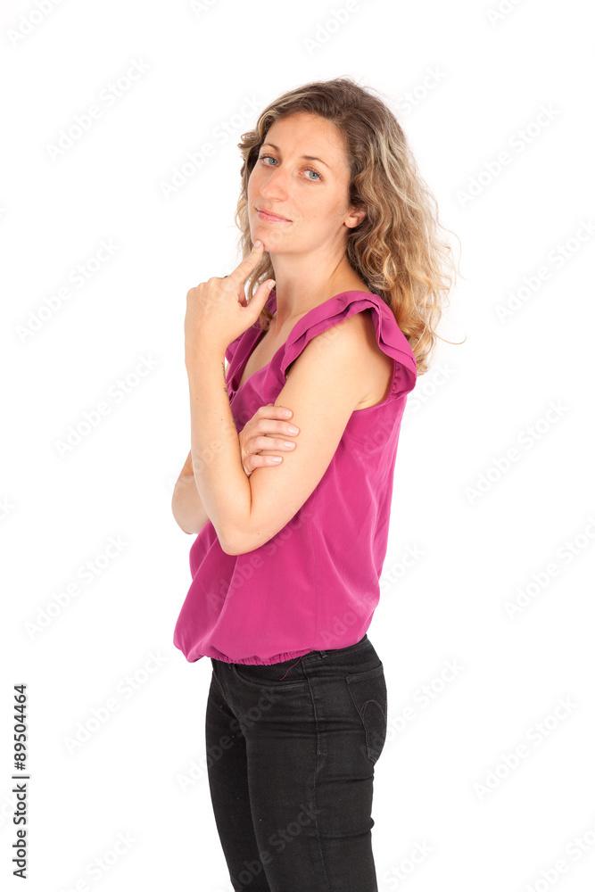 Beautiful woman doing different expressions in different sets of clothes: posing Beautiful woman doing different expressions in different sets of clothes: posing