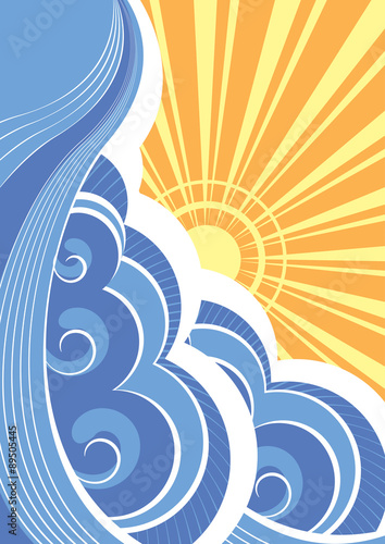Abstract sea waves. Vector illustration of sea landscape