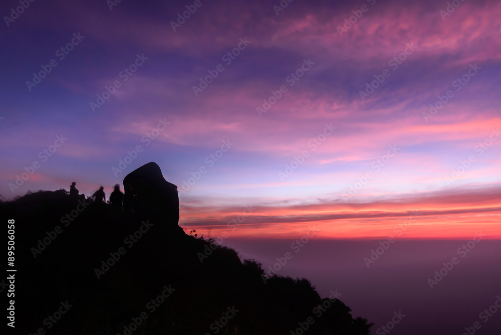 Beautiful sunrise scene at Peak of Mokoju mountain at sunset, Ka