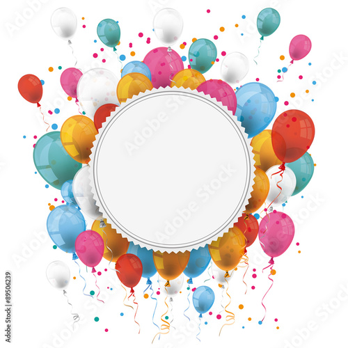 White Paper Emblem Balloons Confetti