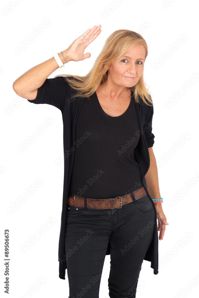 Beautiful woman doing different expressions in different sets of clothes: be careful Beautiful woman doing different expressions in different sets of clothes: be careful