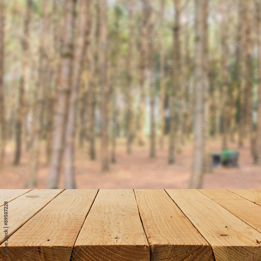 Defocused and blur image of terrace wood and Beautiful landscape Defocused and blur image of terrace wood and Beautiful landscape