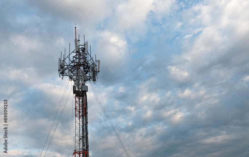 mobile phone tower on evening sky mobile phone tower on evening sky