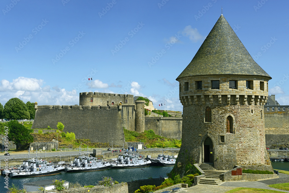 Tour Tanguy and Old castle of city Brest, Brittany, France