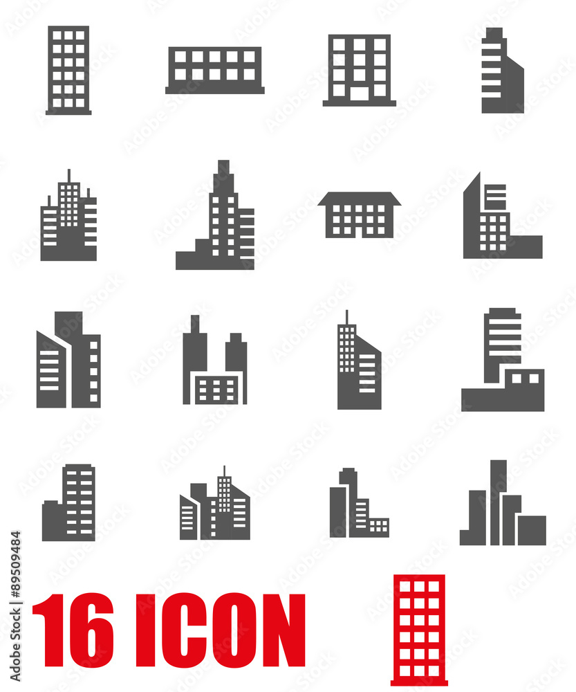 Vector grey building icon set