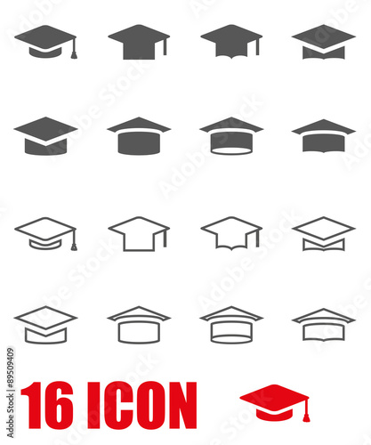 Vector grey academic cap icon set