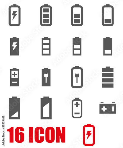 Vector grey battery icon set