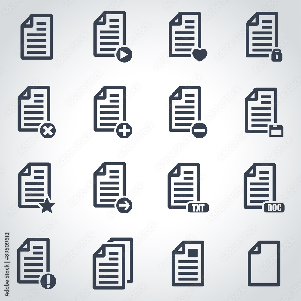 Vector black documents icon set Vector black documents icon set