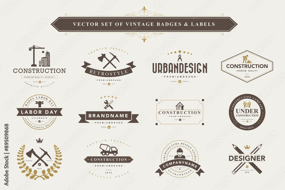 custom made wallpaper toronto digitalSet of vintage badges and labels.