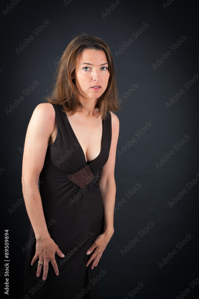 Beautiful woman doing different expressions in different sets of clothes: surprise Beautiful woman doing different expressions in different sets of clothes: surprise