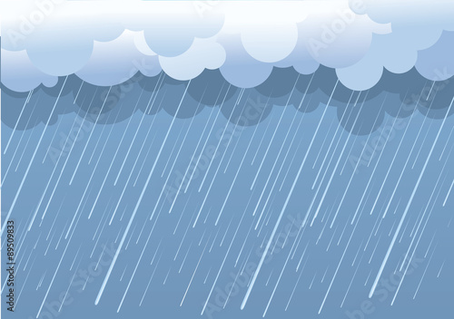 Rain.Vector image with dark clouds in wet day photo