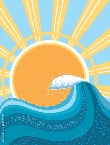 Photography Wave in ocean.Water background for surfing with sun.Mesh