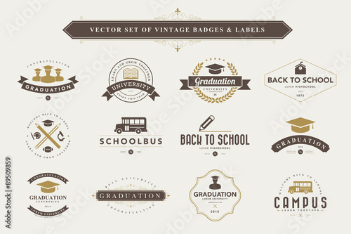 Set of vintage badges and labels.